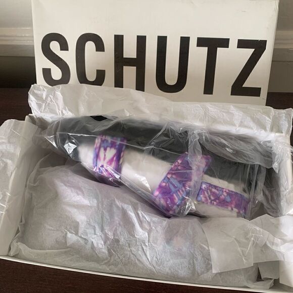 Schutz dariana platform tie due  leather sandal size 6 in purple - Picture 13 of 14